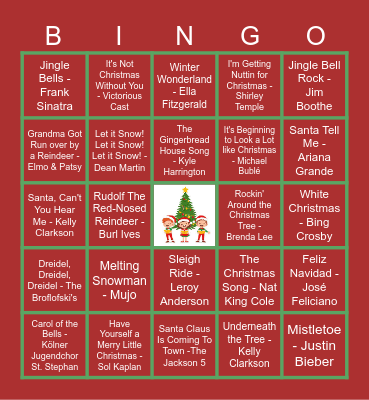 Virtual Holiday Bingo Card