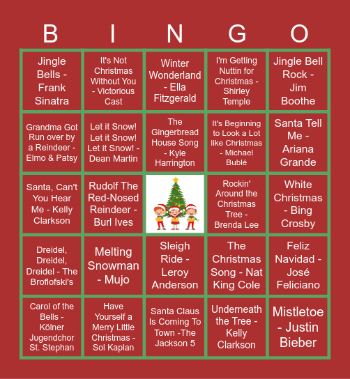 Virtual Holiday Bingo Card