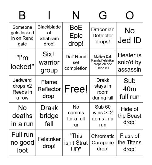 UBRS Bingo Card