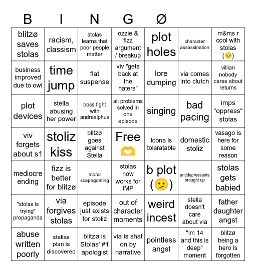 Sinmas Bingo Card