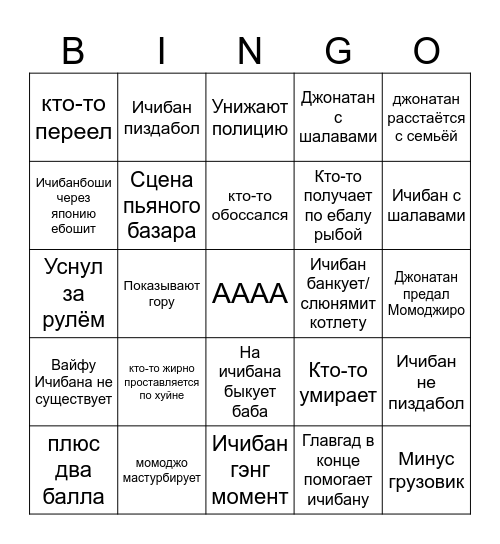 ЯПОНСКИЕ ДАЛЬНОБОЙЩИКИ Bingo Card