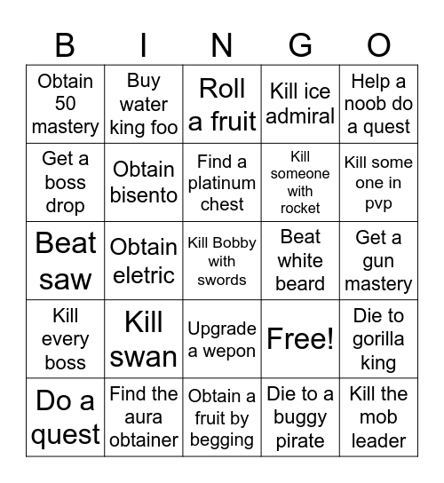 Untitled Bingo Card