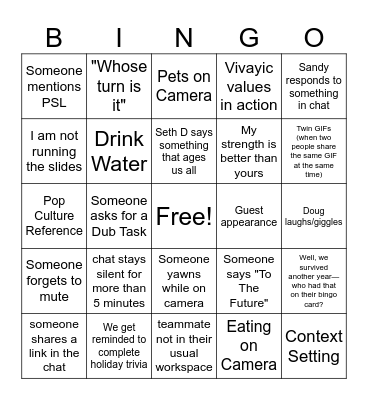 Vivayic Team Meeting- September Bingo Card