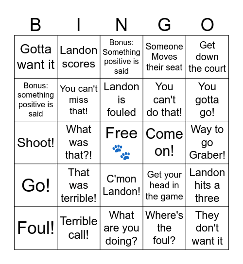 Cougar Bingo 🐾 Bingo Card