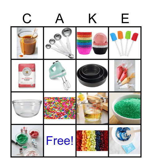 MAKE A CAKE Bingo Card