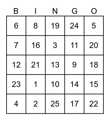 Fitness Bingo! Bingo Card