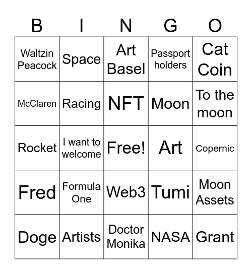 Lady Rocket Bingo Card