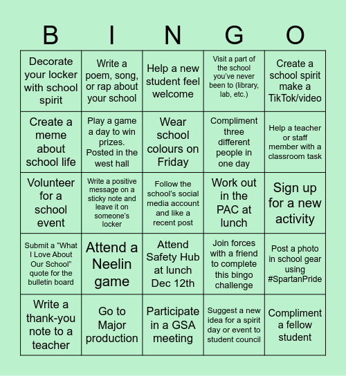 SARTAN BINGO Card