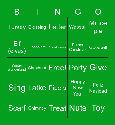 Holiday Bingo Card