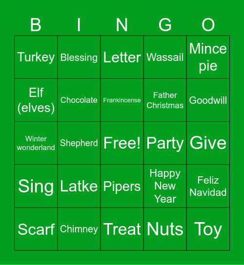 Holiday Bingo Card