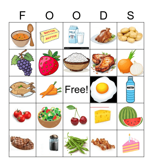 Foods in Spanish Bingo Card