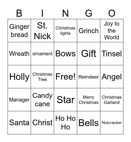 CHRISTMAS Bingo Card