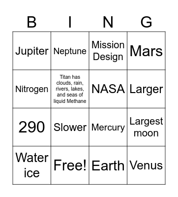 Titan Bingo Card
