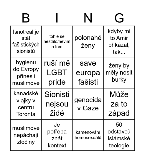 Tinawi debata bingo Card