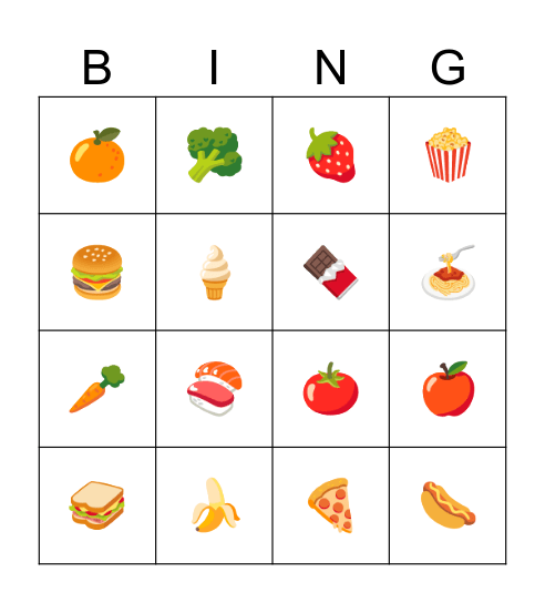 FOOD Bingo Card