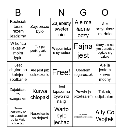 Hasinka Bingo Card