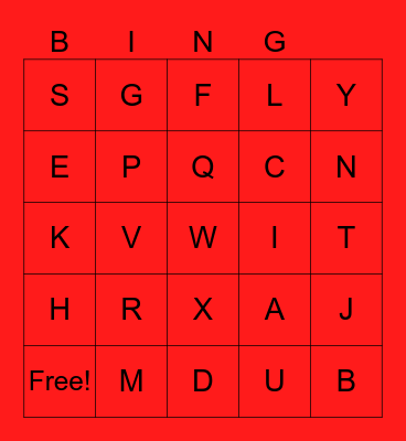 Alphabet Bingo Card