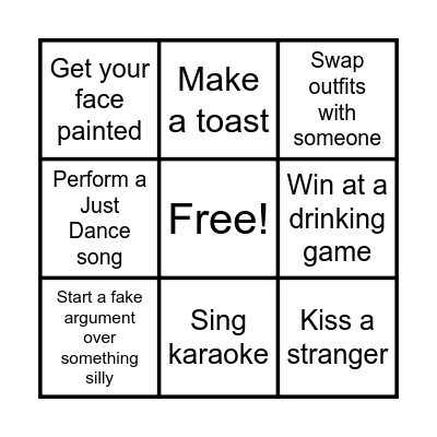 Mini Party Bingo Card