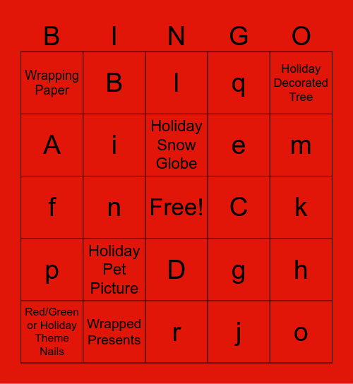 Services Digitization Holiday Bingo Card