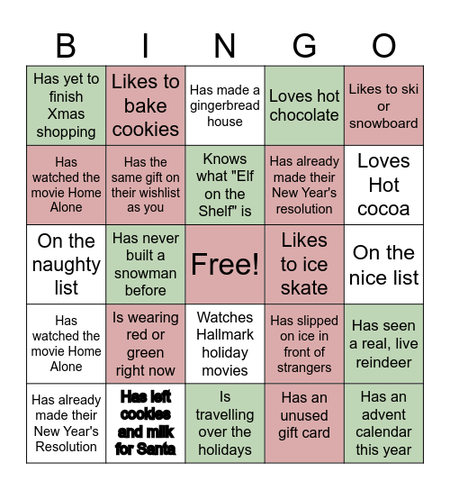 Jingle Mix & Mingle (Holiday Bingo) Bingo Card