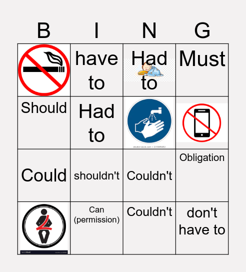 Modal verbs Bingo Card