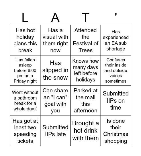Find a colleague who..... Bingo Card
