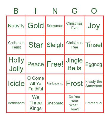 Roots Christmas Bingo! Bingo Card