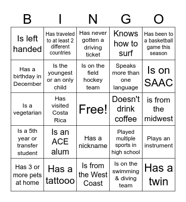 ACE Bingo Card