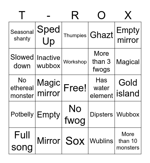 Msm random island bingo Card