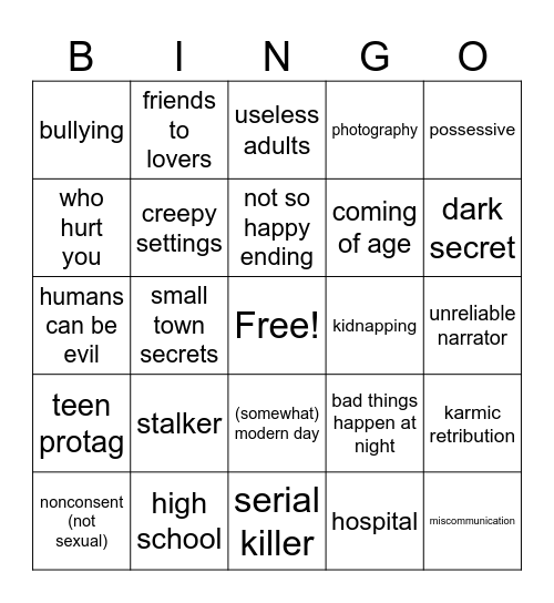 A Bitter Twist of Fate Bingo Card