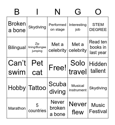 The Vineyards Ice Breaker Bingo Card