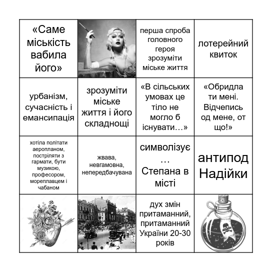 Характеристика Зоськи Bingo Card
