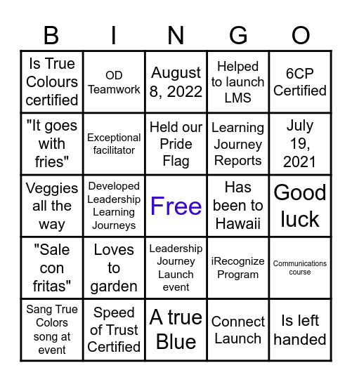 Farewell Bingo Card