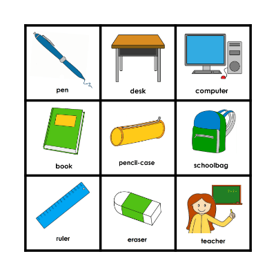 School Supplies Bingo Card