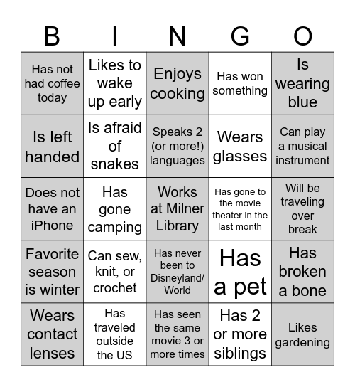 Get to Know Tech Services Bingo Card