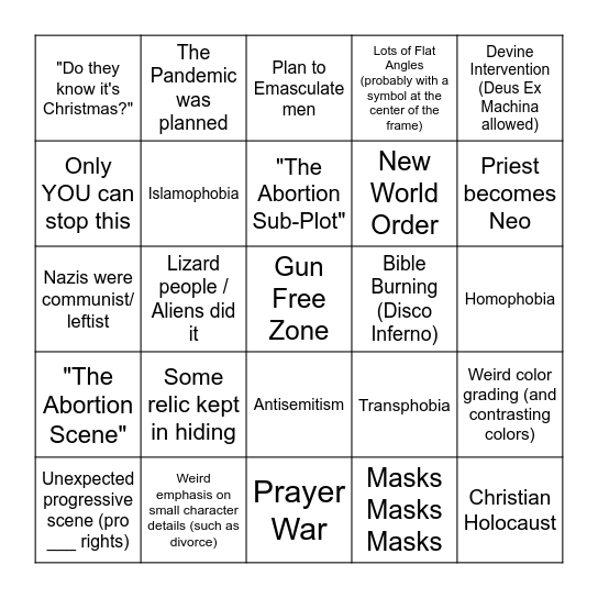 2025: God Has Abandoned Us Bingo Card