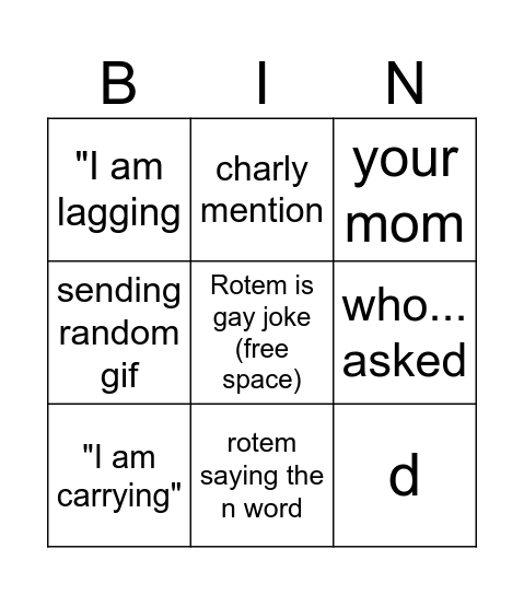 ofek Bingo Card