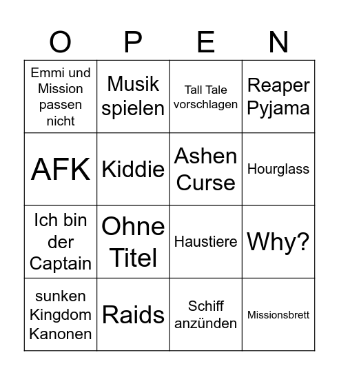 Open Crew Bullshit Bingo Card