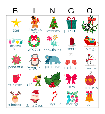 Christmas Vocabulary Bingo Card