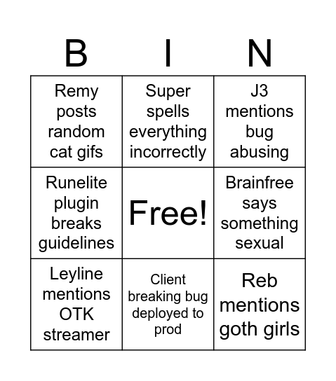 HD Chat Bingo Card