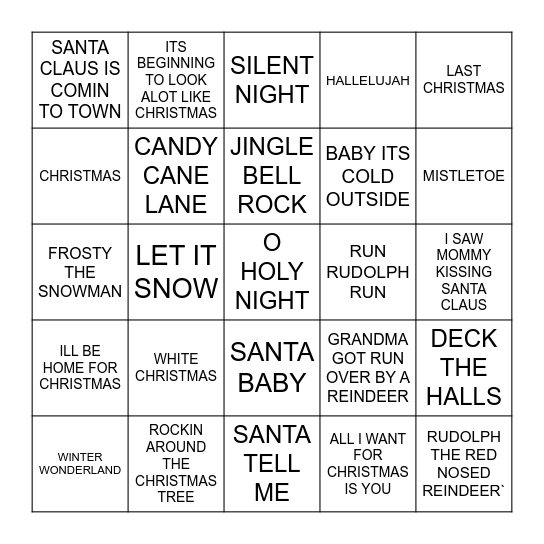 Christmas bingo Card