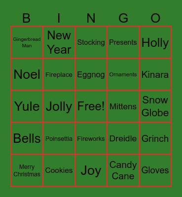 OTI Holiday Bingo Card