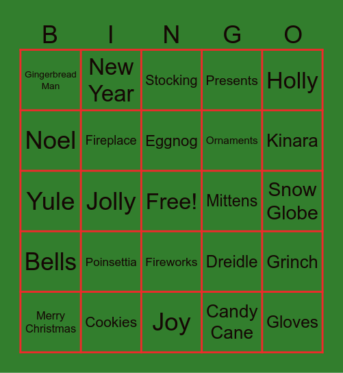 OTI Holiday Bingo Card
