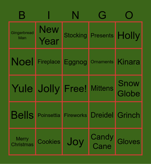 OTI Holiday Bingo Card