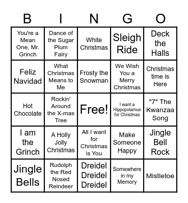 'Twas the Month of December at PMCH Bingo Card
