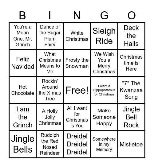 'Twas the Month of December at PMCH Bingo Card