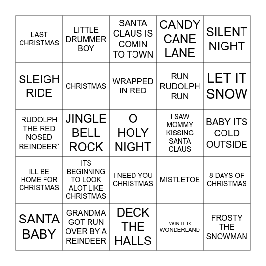 Christmas bingo Card