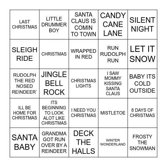 Christmas bingo Card