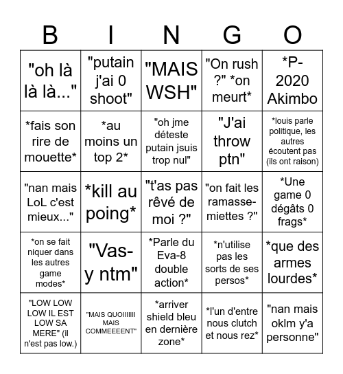 APEX BINGOOO Bingo Card