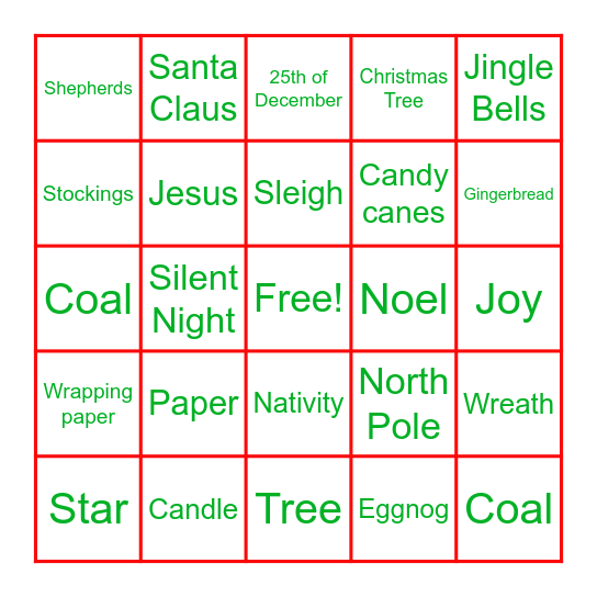 Christmas Bingo Card